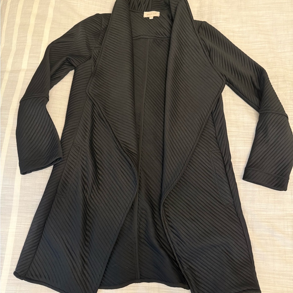 Skies Are Blue Black Ribbed Cardigan